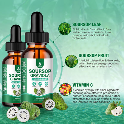Hemyum Soursop Bitters Liquid (3 Pack) – 7-in-1 Graviola Drops with Organic Sea Moss, 6 oz (180 ml)