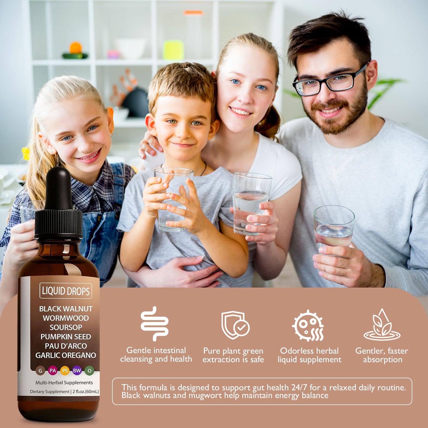 HENGRUNXIN Black Walnut Clove Liquid Drops – Herbal Wellness Support