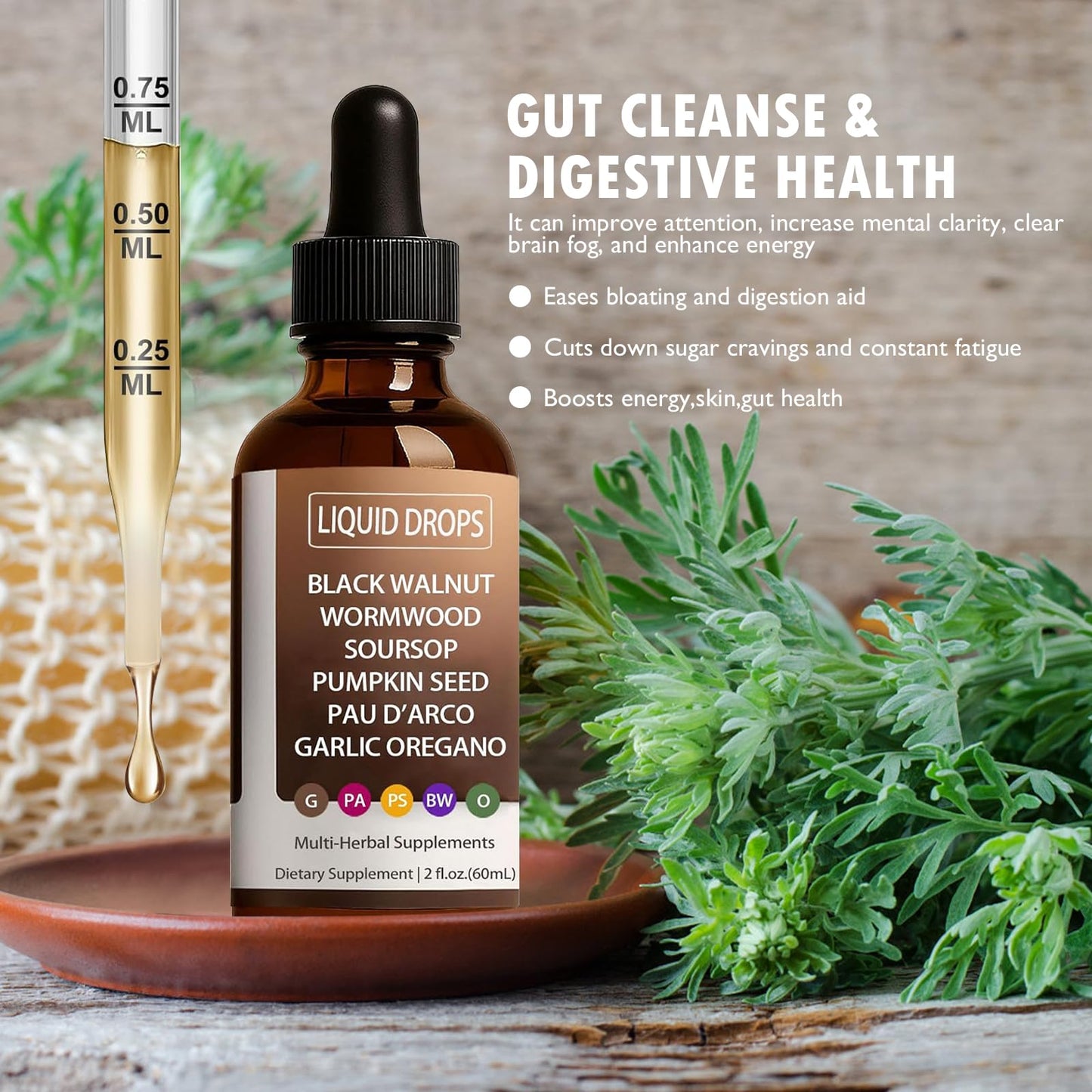 HENGRUNXIN Black Walnut Clove Liquid Drops – Herbal Wellness Support