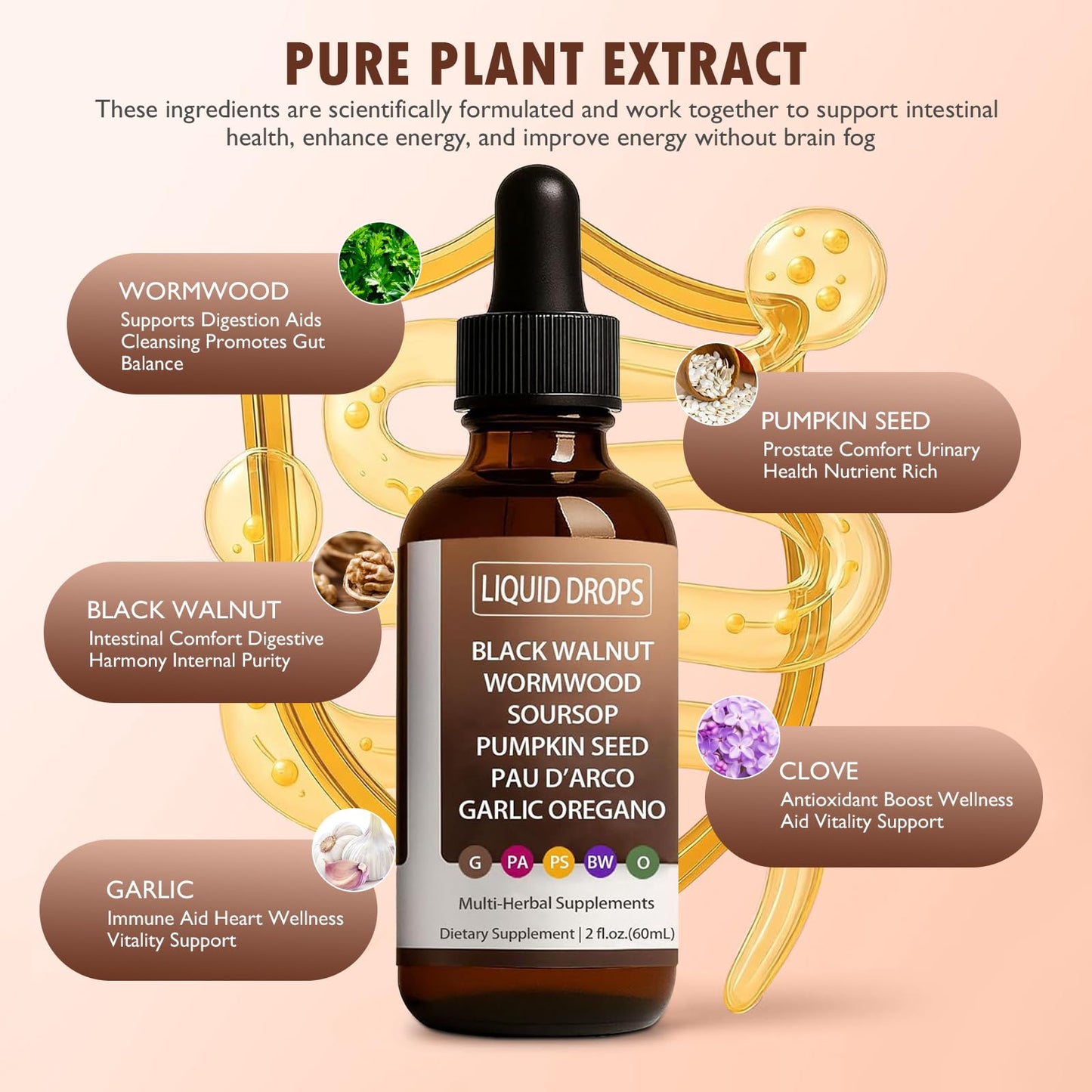 HENGRUNXIN Black Walnut Clove Liquid Drops – Herbal Wellness Support
