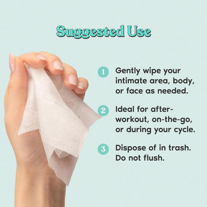 Her Fantasy Box | Everywhere Wipes – 100% Organic Cotton, Gentle & Refreshing, pH-Balanced, Fragrance-Free, Plant-Powered for Body, Face & Intimate Areas, Ideal for Sensitive Skin - 1 Pack, 15 Wipes