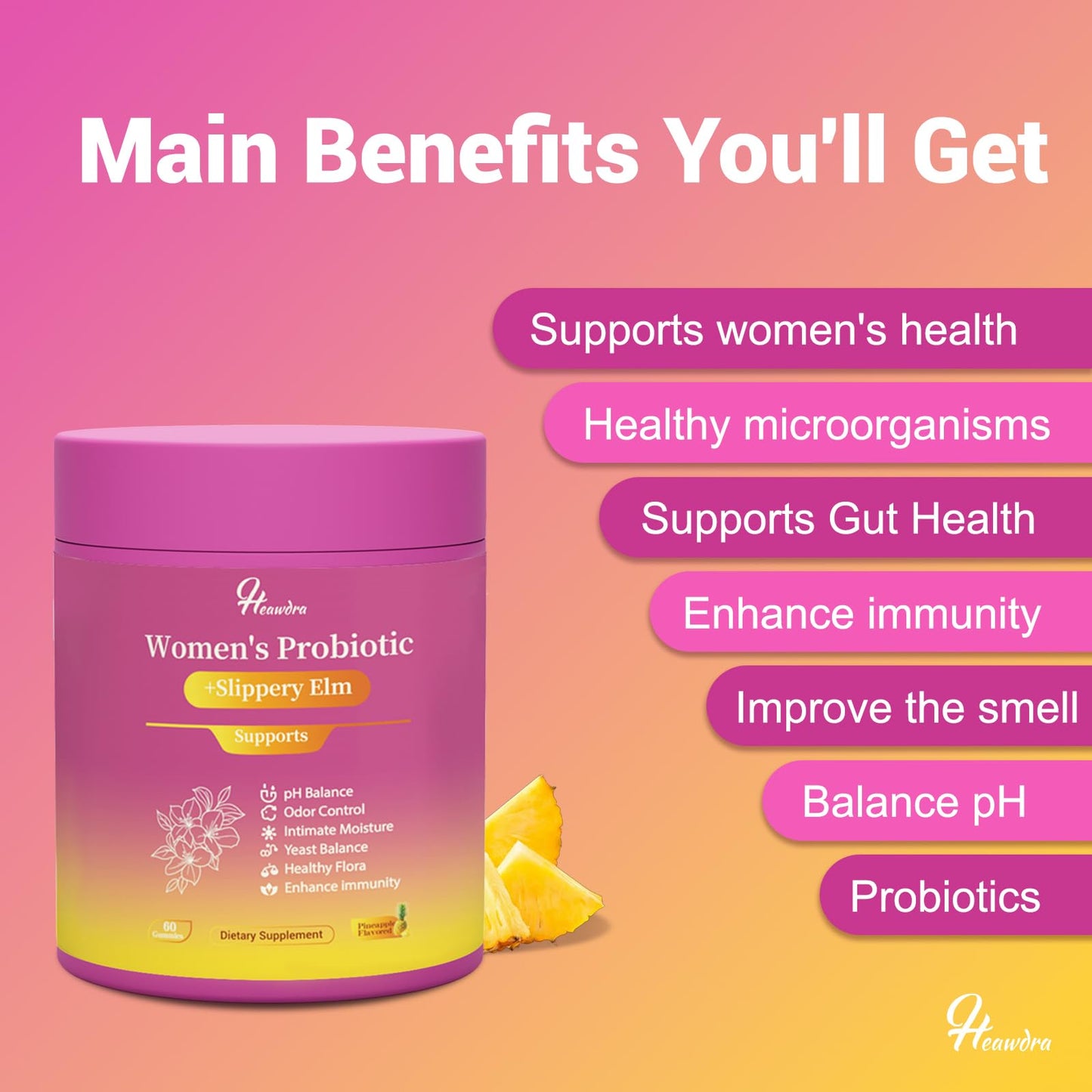 Her Juicy Women's Probiotic Gummies – pH Balance, Gut Health & Immunity (60 Gummies)