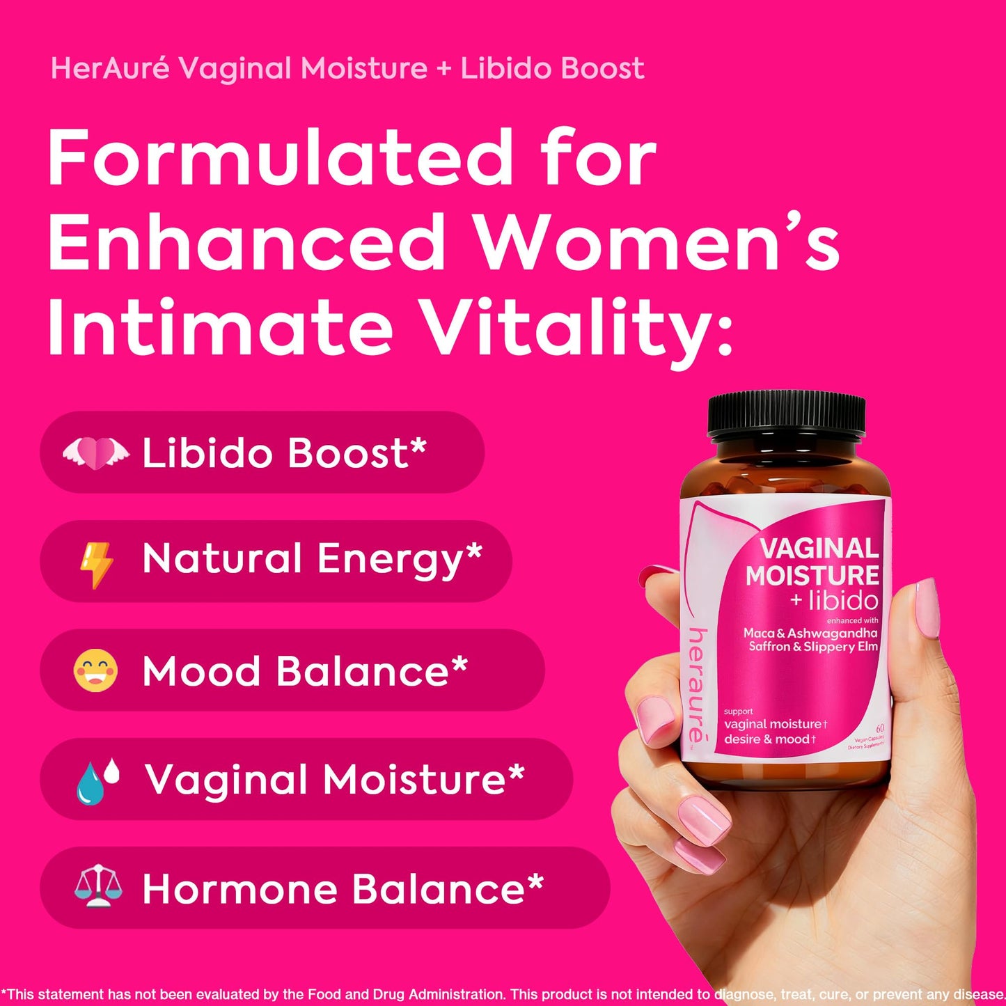 HerAuré Vaginal Moisture & Libido Booster for Women — Mood, Hormone Balance & Desire (60CT)