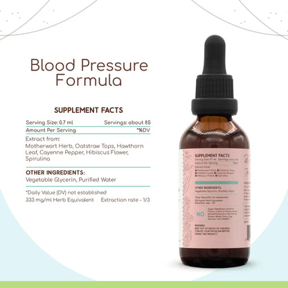 HerbEra Blood Pressure Formula B60 Alcohol-Free Tincture - Hawthorn, Motherwort, Cayenne Pepper, Hibiscus, Spirulina - 2 fl oz