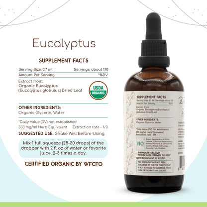 HerbEra Eucalyptus B120 USDA Organic Tincture - Alcohol-Free, High-Potency (4 oz)