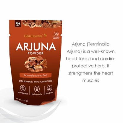 Herb Essential Arjuna Powder 2x100g – Terminalia Arjuna Bark, Vegan, GMP Certified