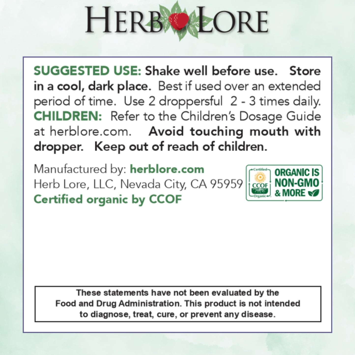 Herb Lore Iron Tonic - Organic Liquid Iron Drops for Kids & Women (4 fl oz) - Plant-Based & Vegan