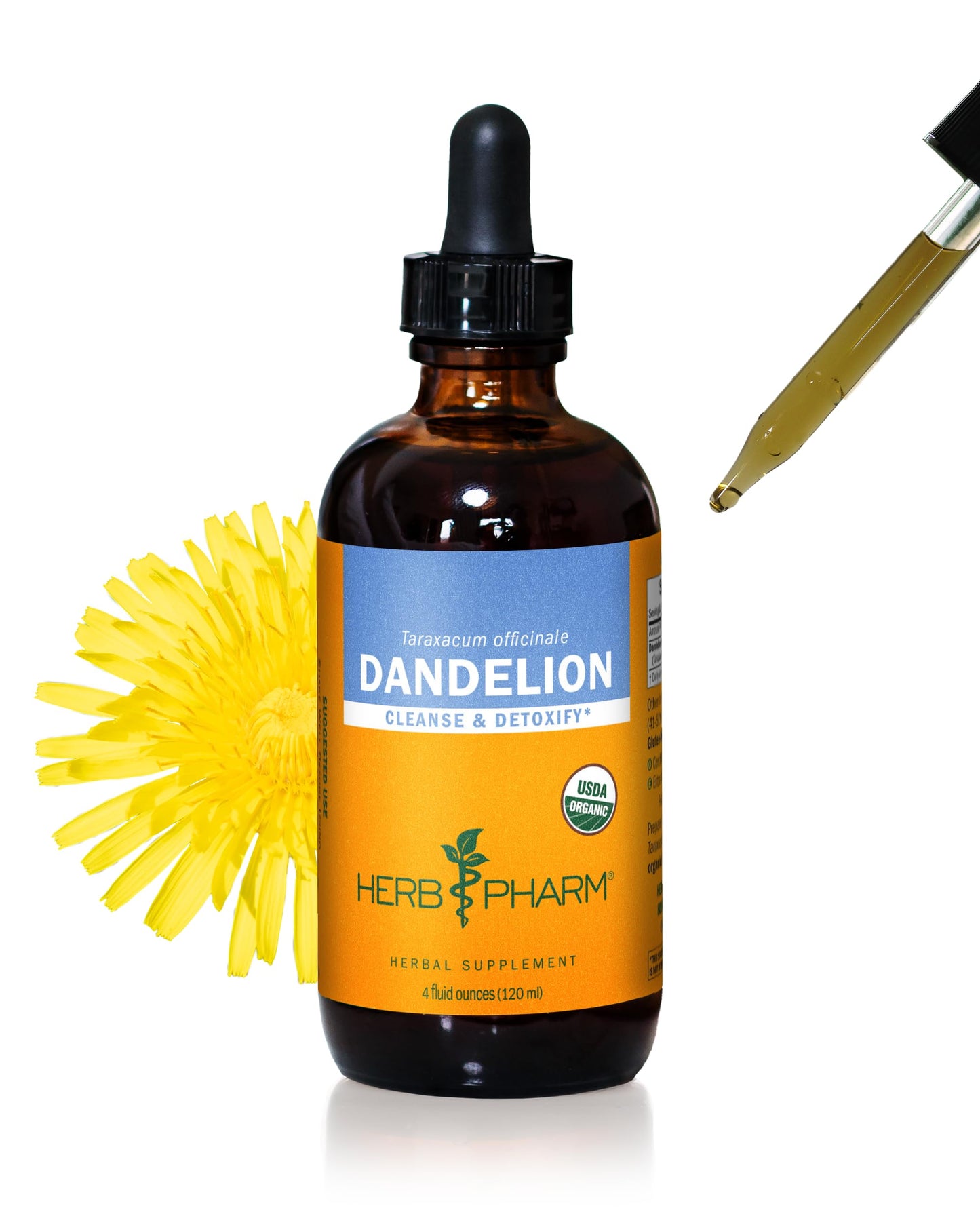 Herb Pharm Certified Organic Dandelion Liquid Extract – Detox & Cleansing, 4 oz