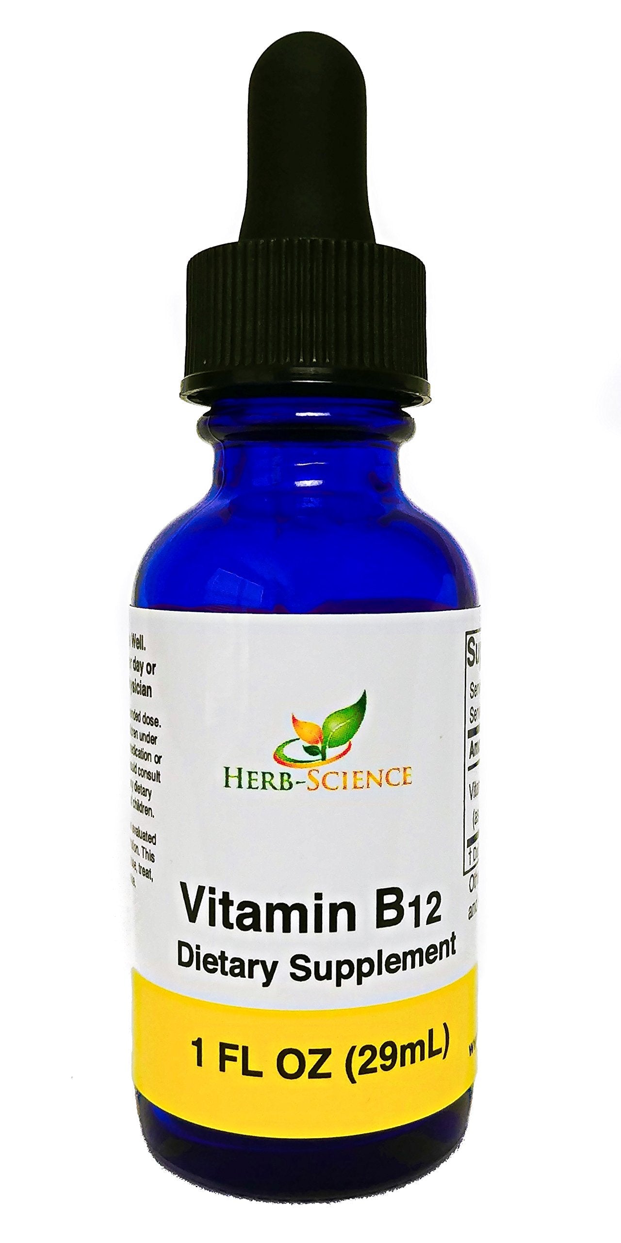 Herb-Science Liquid Vitamin B12 – Cold-Pressed, Vegan Sublingual Drops (1 oz)