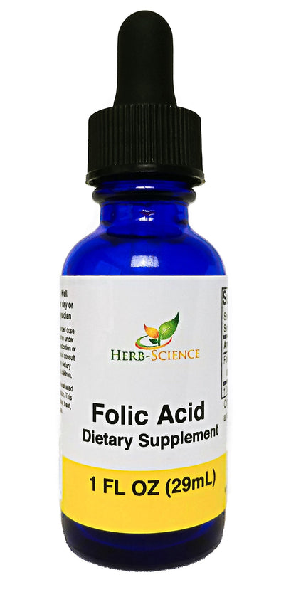 Herb-Science Liquid Vitamin B9 Folic Acid Drops | Brain & Digestive Health