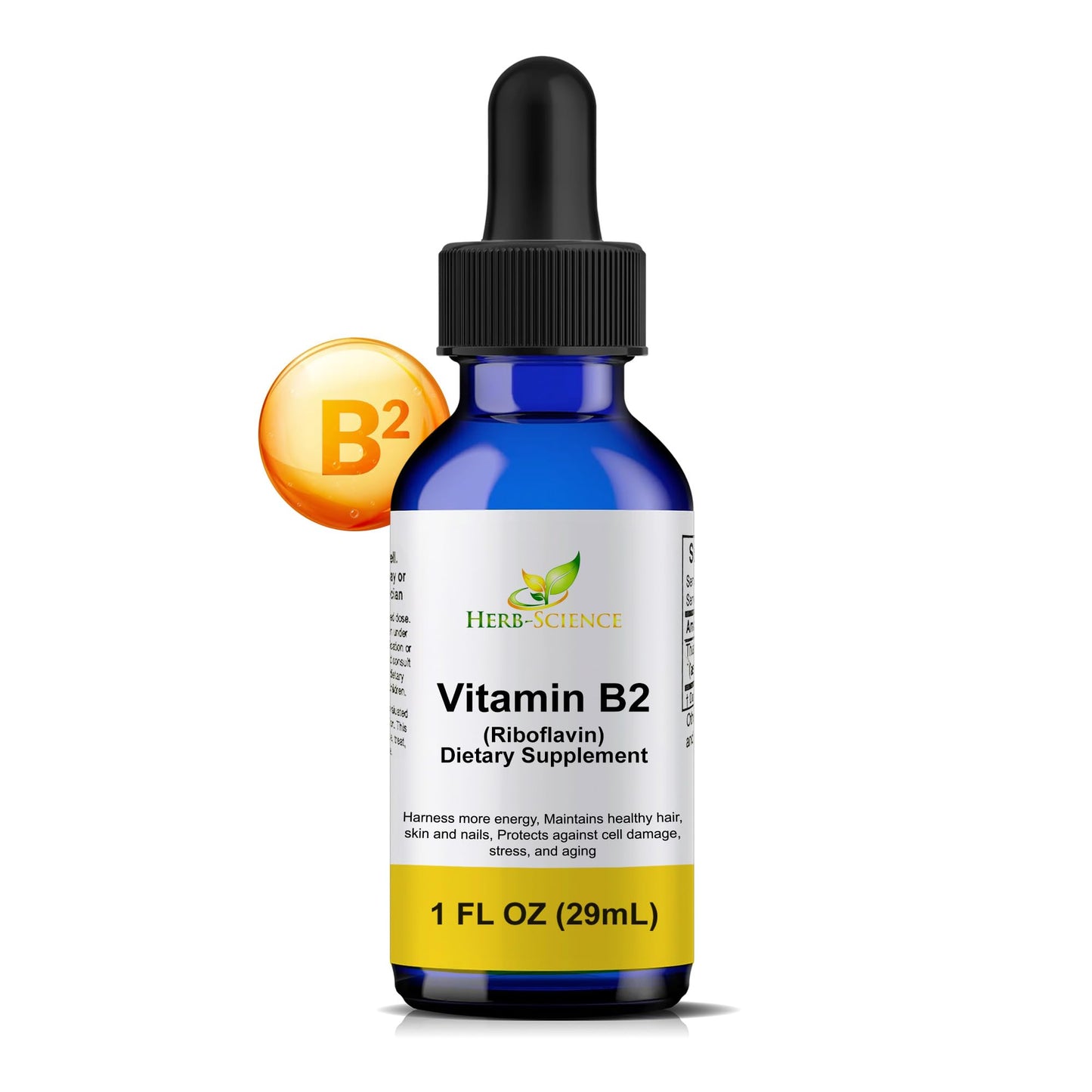 Herb-Science Vitamin B2 Drops – Riboflavin Liquid, Hair & Skin Support (1 oz)