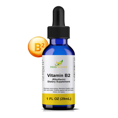 Herb-Science Vitamin B2 Drops – Riboflavin Liquid, Hair & Skin Support (1 oz)