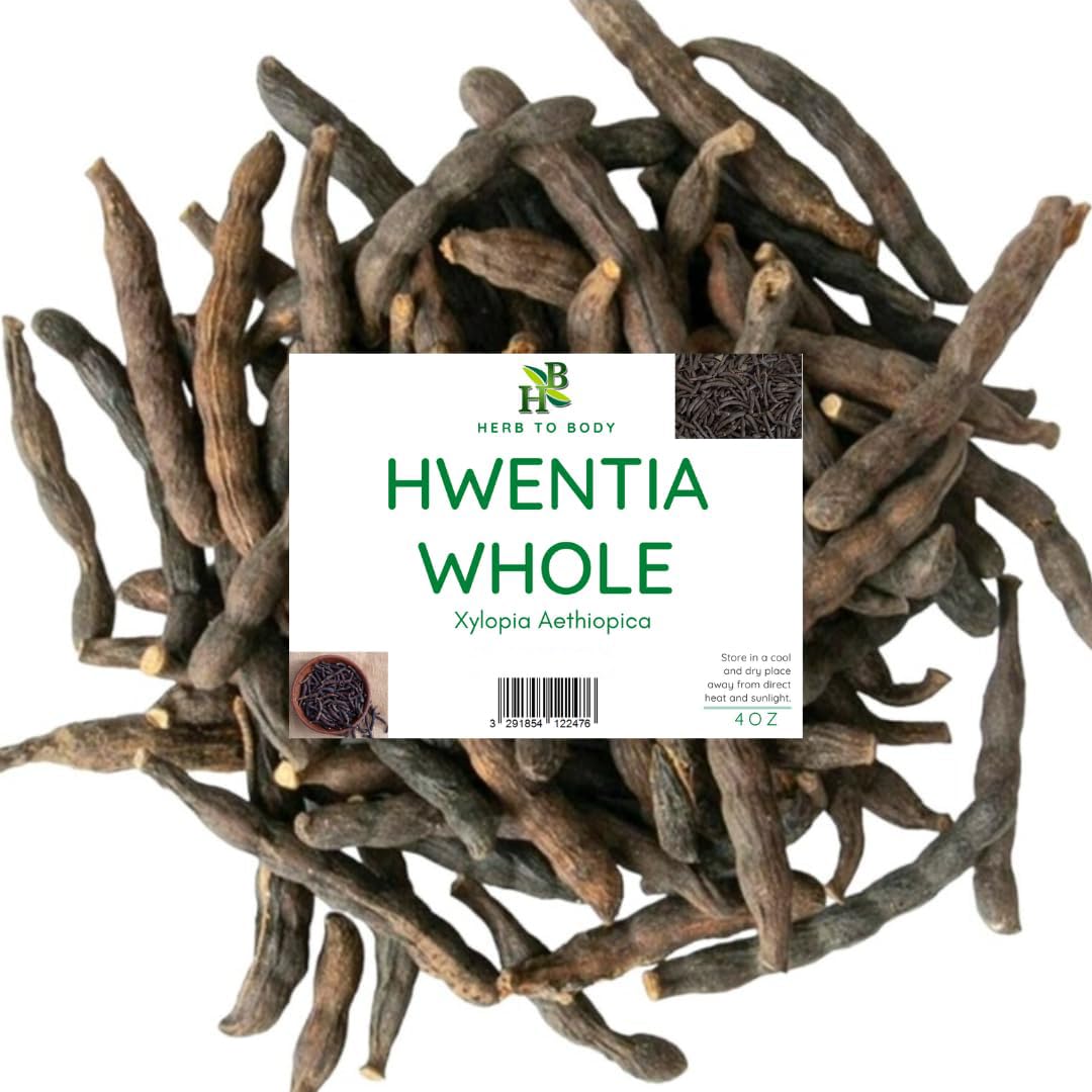 Herb To Body Hwentia Whole | Xylopia Aethiopica (Grains of Selim) 4oz Wildcrafted