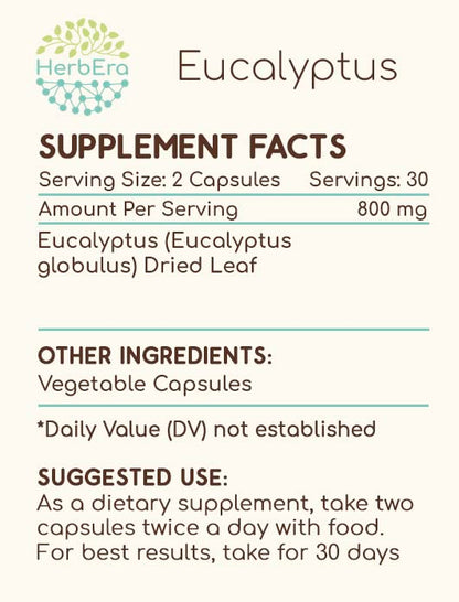 HerbEra Eucalyptus 60 Capsules (400 mg each) - Pack of 2