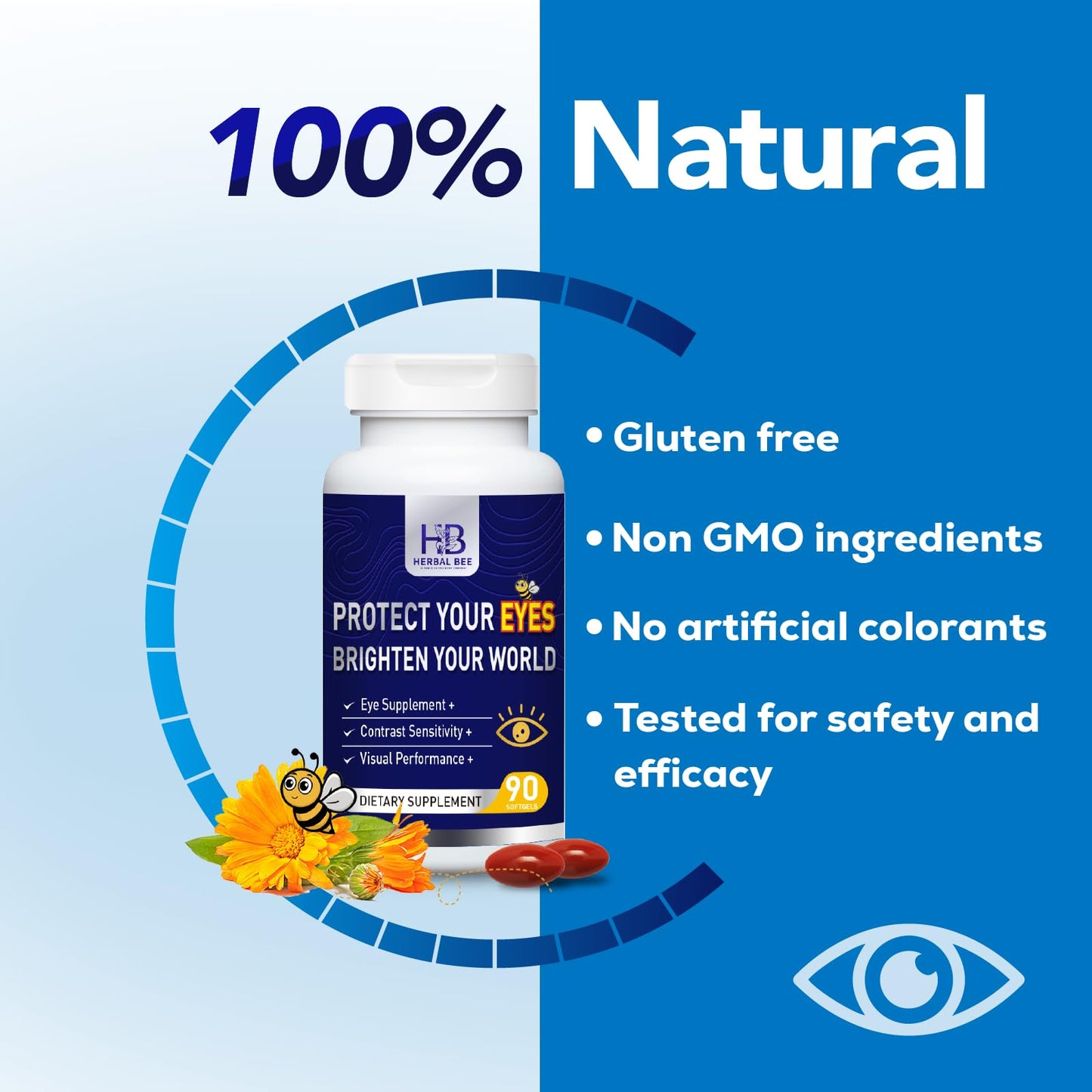 Herbal Bee Eye Supplement - Lutein 10mg, Meso-Zeaxanthin 10mg, Zeaxanthin 2mg | 90 Softgels