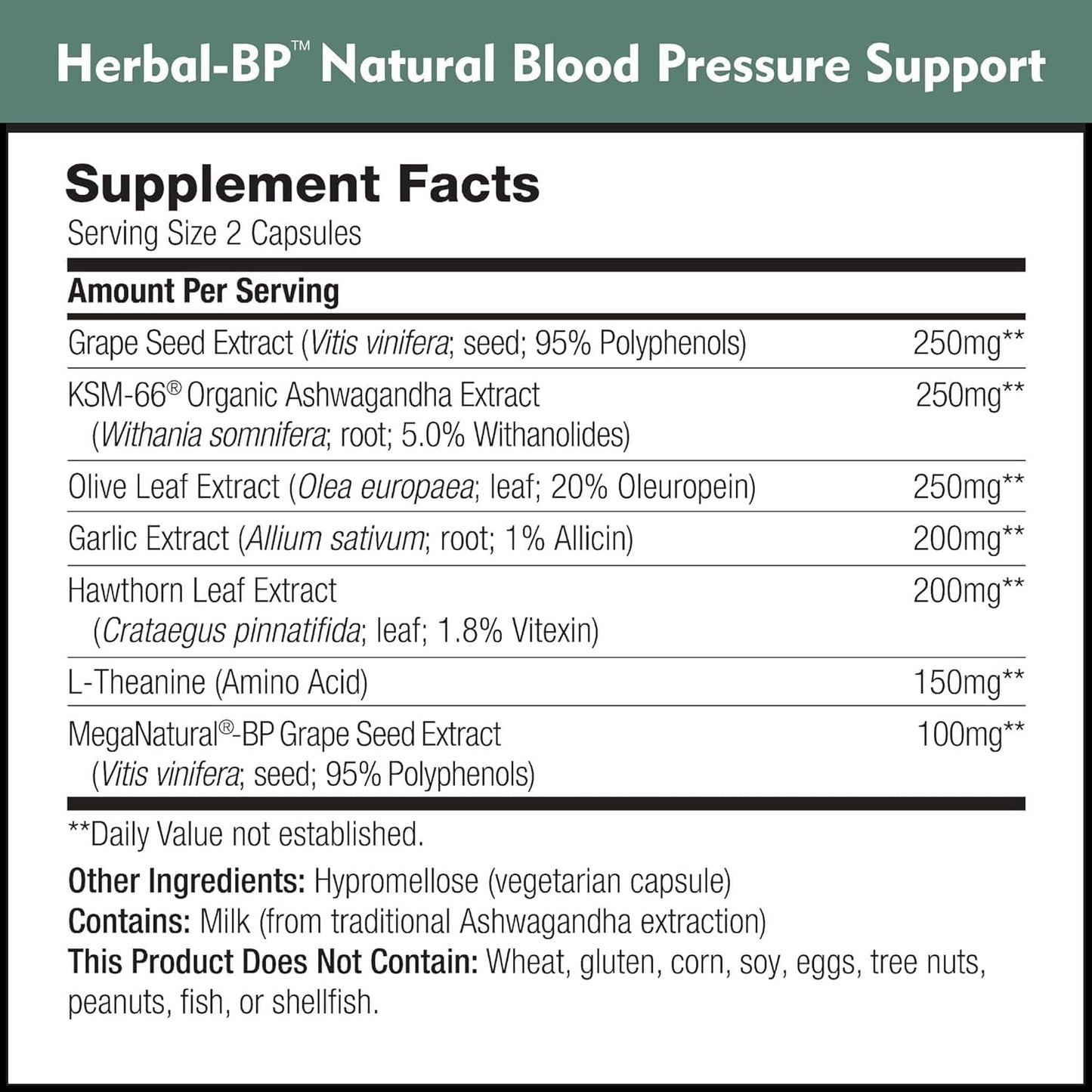 Herbal-BP Natural Blood Pressure Supplement – 3-Pack (Grape Seed, Garlic, Hawthorn)