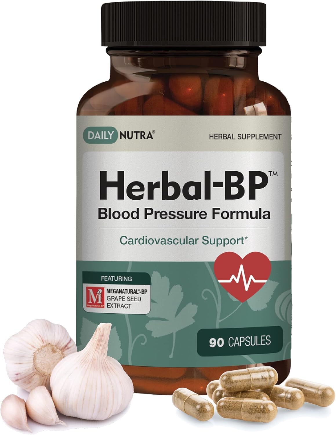 Herbal-BP Natural Blood Pressure Supplement – 3-Pack (Grape Seed, Garlic, Hawthorn)