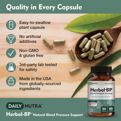 Herbal-BP Natural Blood Pressure Supplement – 3-Pack (Grape Seed, Garlic, Hawthorn)