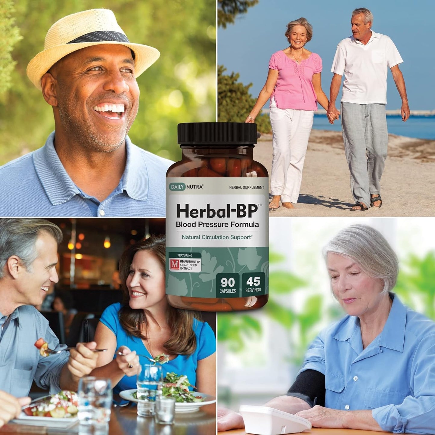 Herbal-BP Natural Blood Pressure Supplement – 3-Pack (Grape Seed, Garlic, Hawthorn)