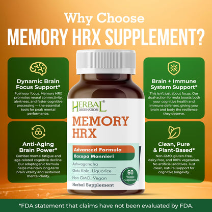 Herbal Destination Memory Hrx – Brain Support, Focus & Memory (60 Veg Caps)