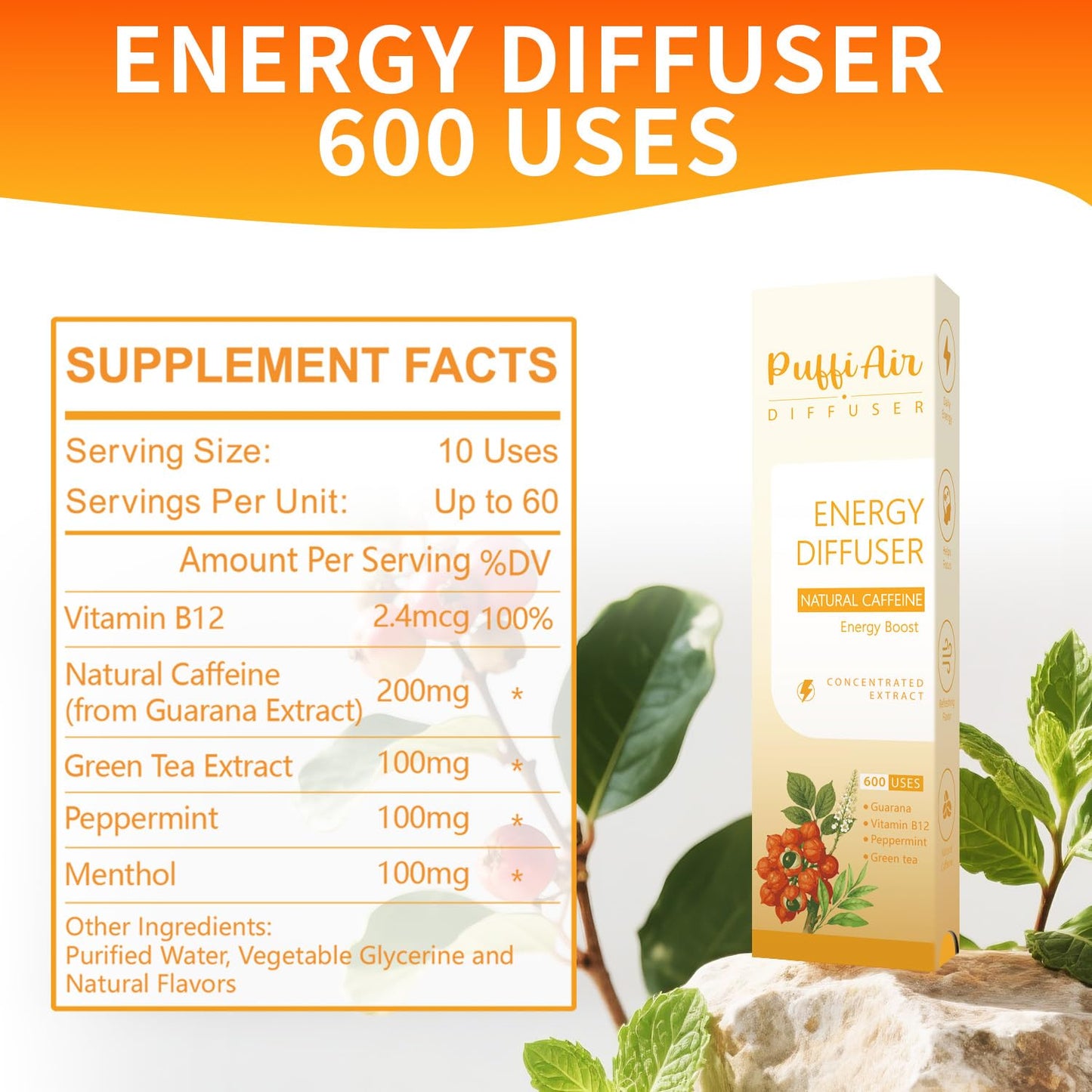 Herbal Diffuser Bundles (2 Sticks Orange & Green) | PUFFIAIR 4-in-1 Wellness