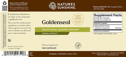 Nature's Sunshine Golden Seal 100 Capsules - Immune Support