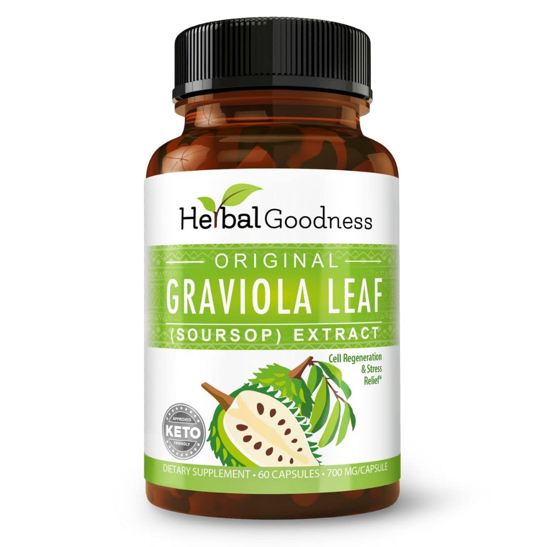 Herbal Goodness Graviola Soursop Capsules 700mg | Organic Non-GMO Guanabana (Guanabana) 60 Count
