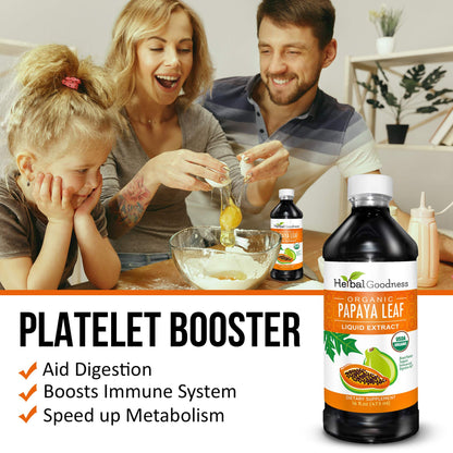 Herbal Goodness Papaya Leaf Extract 15X Platelet Support – Organic 16 oz Liquid