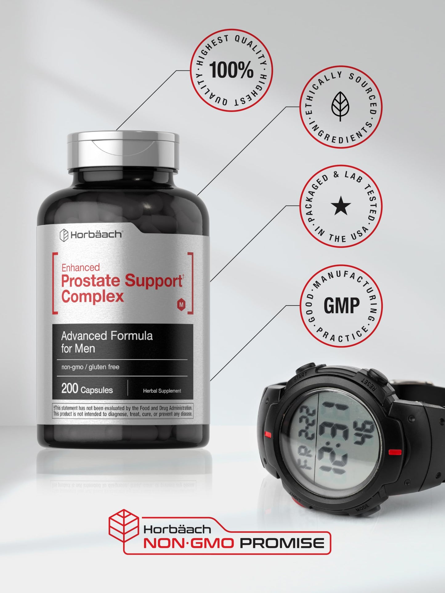 Horbaach Prostate Support for Men – 200 Capsules | Saw Palmetto, Pygeum & Nettle