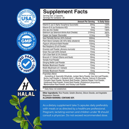 Herbal Prostate Supplement for Men - Pygeum & Saw Palmetto with Beta Sitosterol (90 Capsules) Urinary Tract Support