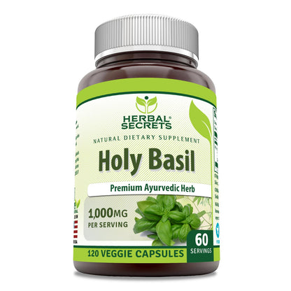 Herbal Secrets Holy Basil 1000mg – Vegetarian Capsules | Non-GMO, Gluten-Free, Made in USA | 1 Pack | 120 Count