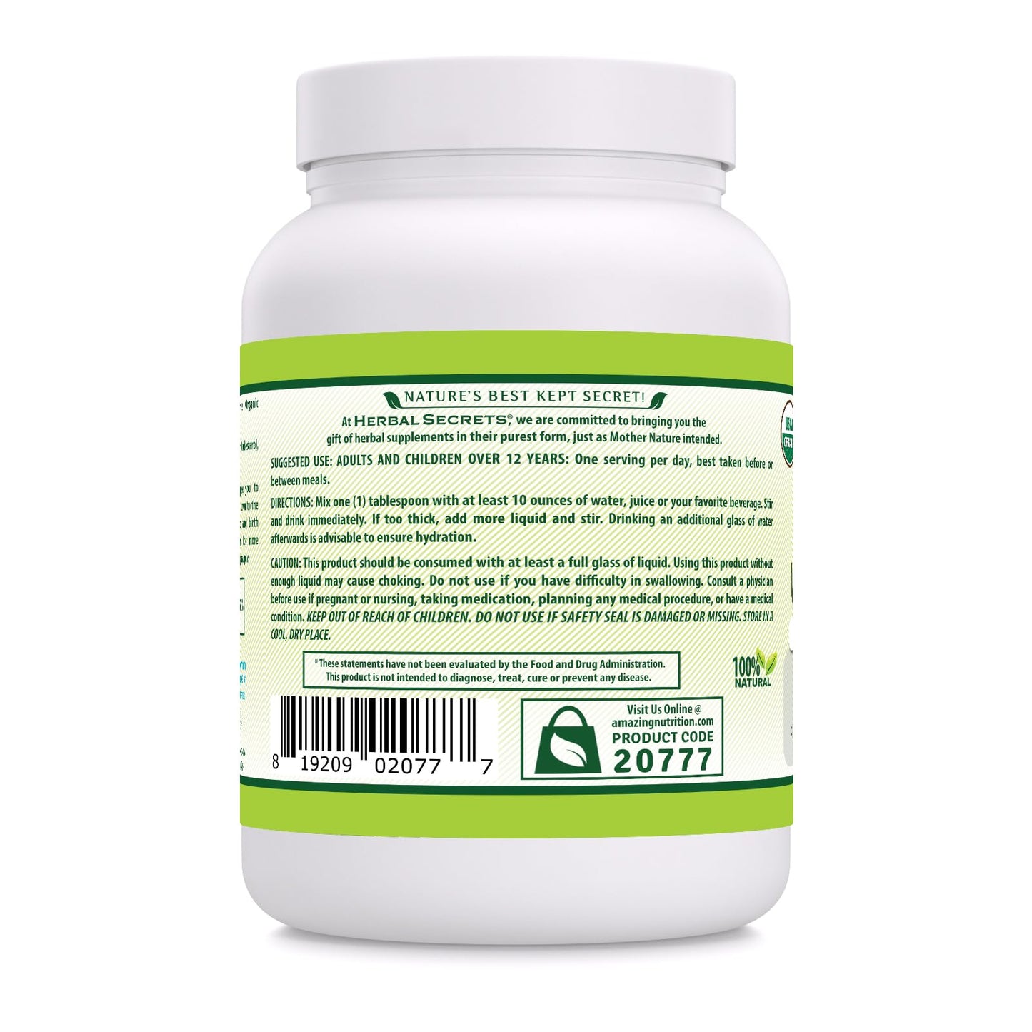 Herbal Secrets Psyllium Husk Powder - 5g per Serving, Non-GMO, Gluten-Free, Made in USA