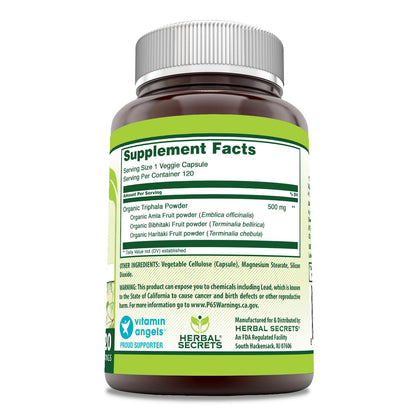 Triphala 500 Mg - Herbal Secrets | 120 Veggie Capsules | Non-GMO, Gluten Free | USA Made