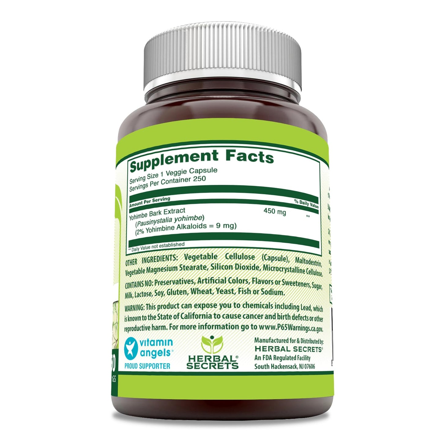 Herbal Secrets Yohimbe Extract 450 mg | Veggie Capsules | Non-GMO & Gluten Free | Made in USA
