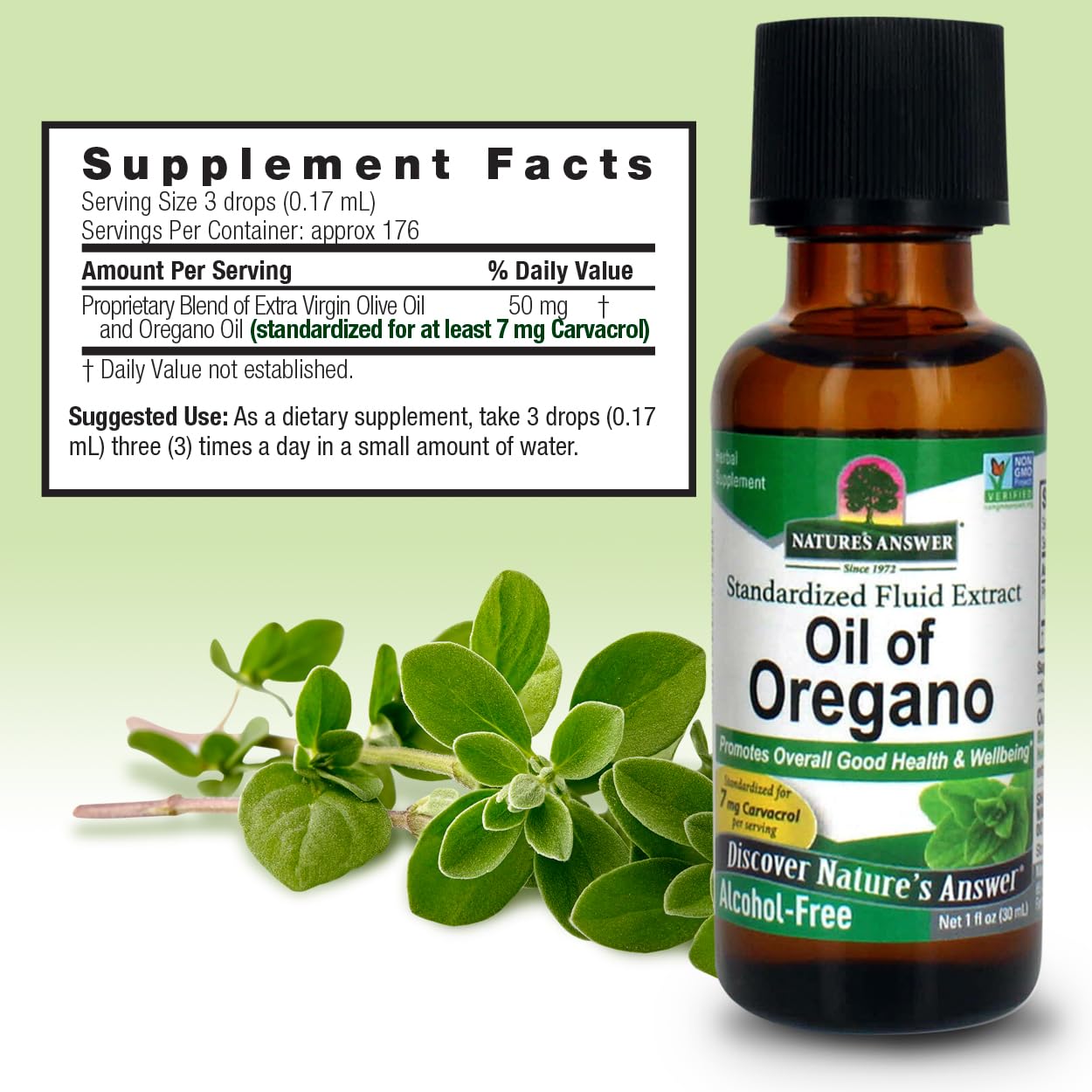 Nature's Answer Oil of Oregano Leaf – Supports Digestive Health | Gluten-Free, Alcohol-Free | 1oz