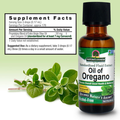 Nature's Answer Oil of Oregano Leaf – Supports Digestive Health | Gluten-Free, Alcohol-Free | 1oz