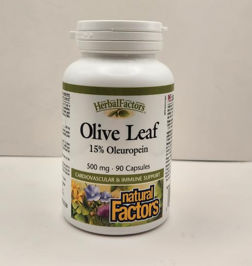 HerbalFactors by Natural Factors - Olive Leaf 500 mg | Natural Wellness Formula | 90 Capsules