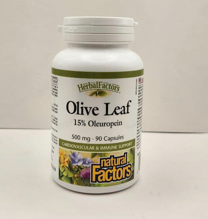 HerbalFactors by Natural Factors - Olive Leaf 500 mg | Natural Wellness Formula | 90 Capsules