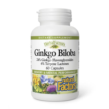 HerbalFactors by Natural Factors: Ginkgo Biloba for Memory & Brain Support – 60 Capsules