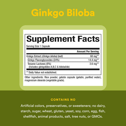 HerbalFactors by Natural Factors: Ginkgo Biloba for Memory & Brain Support – 60 Capsules