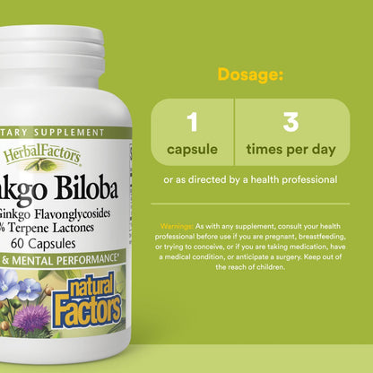 HerbalFactors by Natural Factors: Ginkgo Biloba for Memory & Brain Support – 60 Capsules