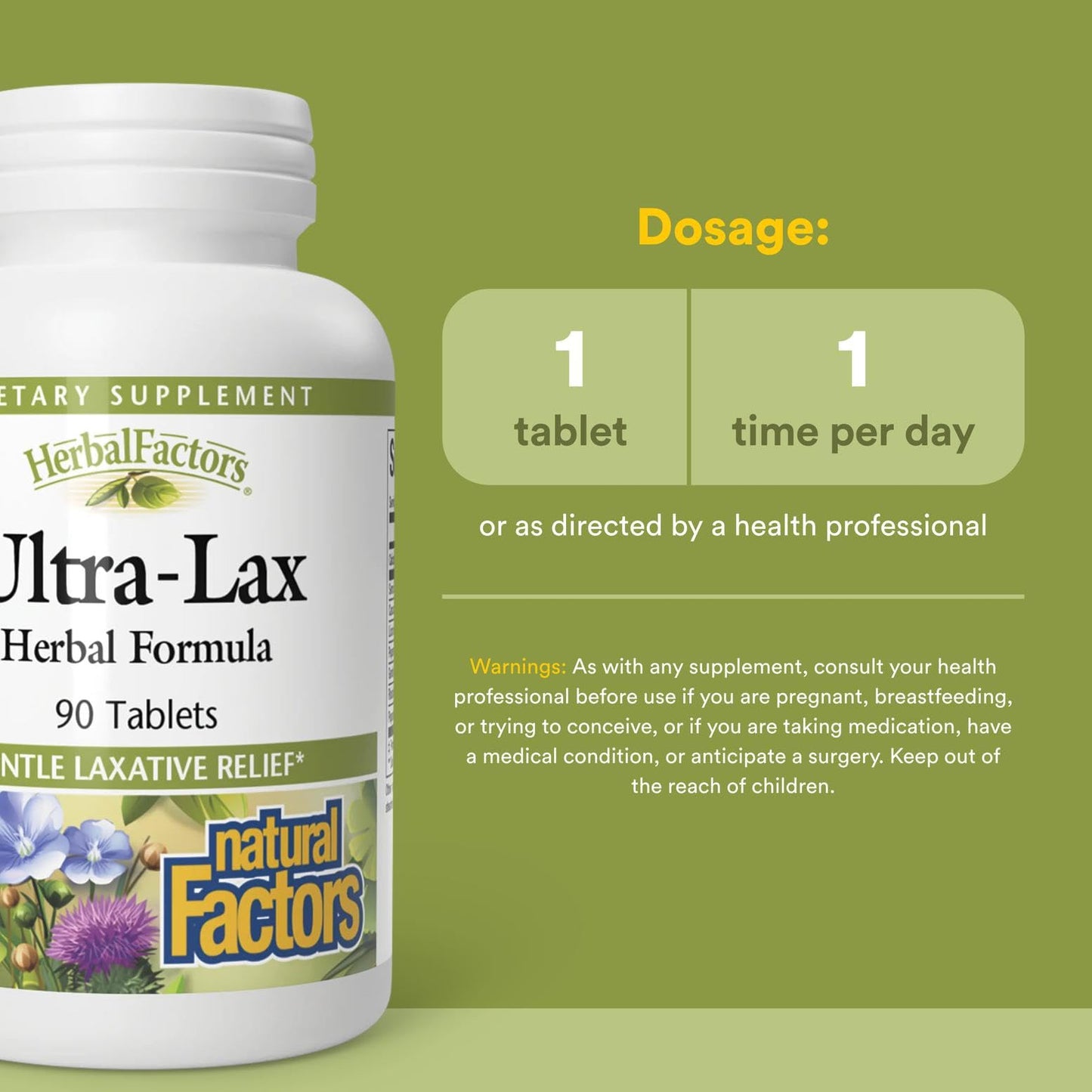HerbalFactors by Natural Factors - Ultra-Lax Herbal Formula for Occasional Constipation (90 tablets)