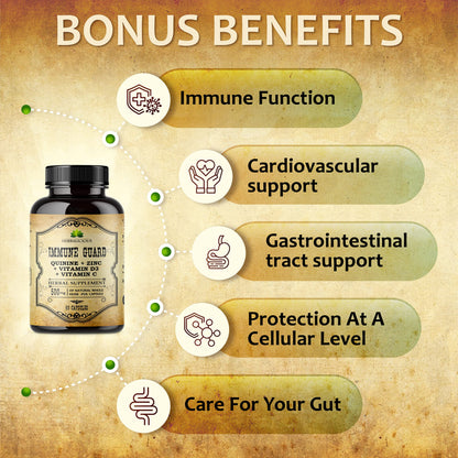 HERBALICIOUS Quinine Immune Guard | Quinine Capsules with Vitamin C, D3 & Zinc – 60 Capsules