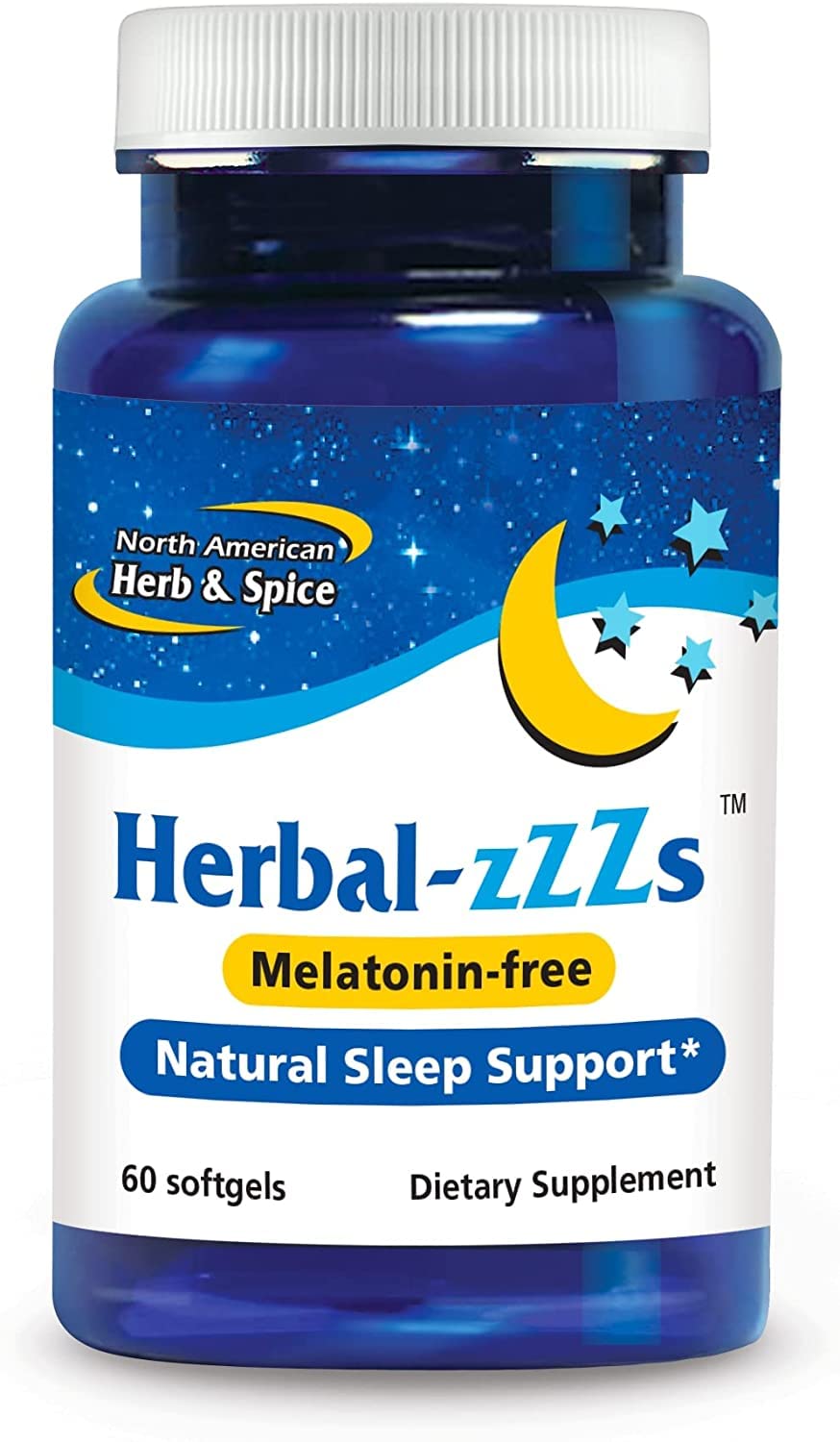 NORTH AMERICAN HERB & SPICE Herbal-zzZs - 60 Softgels - Melatonin Free, Non-Habit Forming | Ashwagandha & Chamomile | Non-GMO