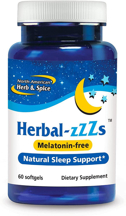 NORTH AMERICAN HERB & SPICE Herbal-zzZs - 60 Softgels - Melatonin Free, Non-Habit Forming | Ashwagandha & Chamomile | Non-GMO