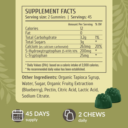 HERBAMAMA 5-HTP Gummies – 200mg Calm & Relaxation | Vegan, Non-GMO Blueberry (90)