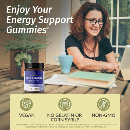 Herbamama ALCAR 1500mg Gummies – Vegan, Non-GMO Blueberry, 90 Chews