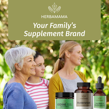 HERBAMAMA Bladderwrack Capsules - 1200mg, Vegan & Non-GMO Iodine Source