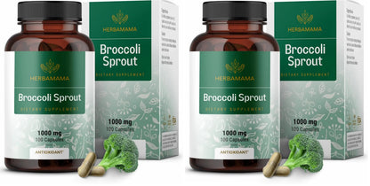 HERBAMAMA Broccoli Sprouts Capsules – 1000mg Broccoli Sprout Extract, Vegan & Non-GMO | Immune & Antioxidant Support (Pack of 2) BritishVita | Premium UK Vitamins & Wellness Supplements