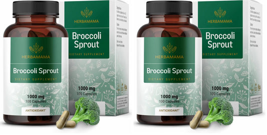 HERBAMAMA Broccoli Sprouts Capsules – 1000mg Broccoli Sprout Extract, Vegan & Non-GMO | Immune & Antioxidant Support (Pack of 2) BritishVita | Premium UK Vitamins & Wellness Supplements
